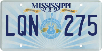 MS license plate LQN275
