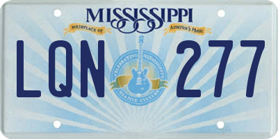 MS license plate LQN277