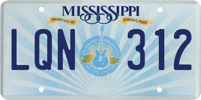 MS license plate LQN312