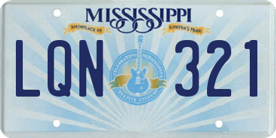 MS license plate LQN321