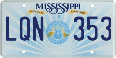 MS license plate LQN353