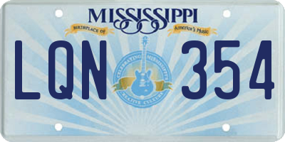 MS license plate LQN354