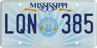 MS license plate LQN385