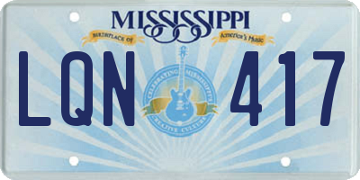 MS license plate LQN417