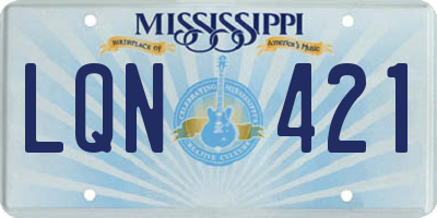 MS license plate LQN421