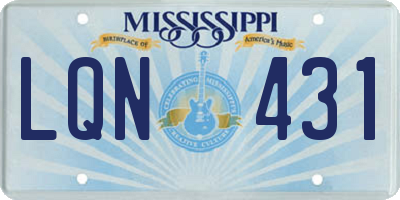 MS license plate LQN431