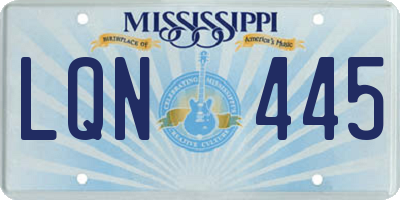 MS license plate LQN445