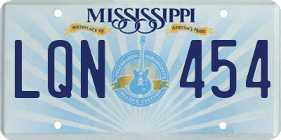 MS license plate LQN454