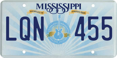 MS license plate LQN455