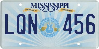 MS license plate LQN456