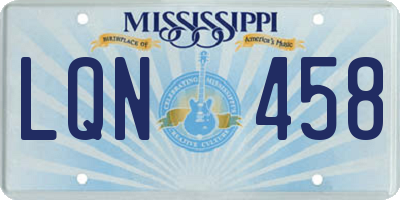 MS license plate LQN458