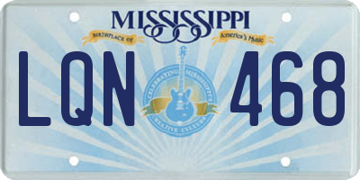 MS license plate LQN468