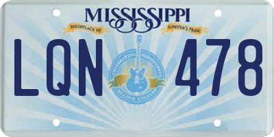 MS license plate LQN478