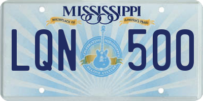 MS license plate LQN500