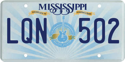 MS license plate LQN502