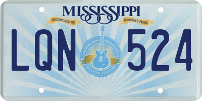 MS license plate LQN524