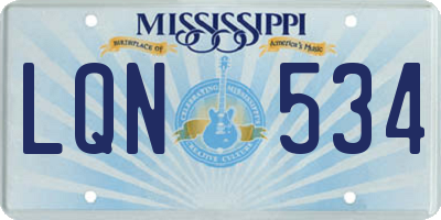 MS license plate LQN534