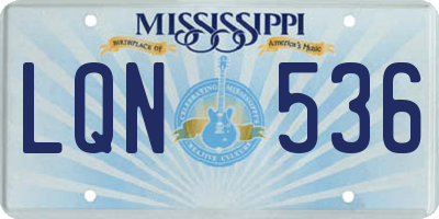 MS license plate LQN536