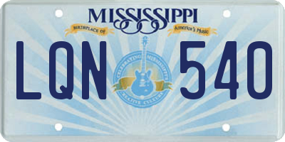 MS license plate LQN540