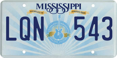 MS license plate LQN543