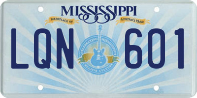MS license plate LQN601