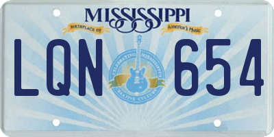 MS license plate LQN654