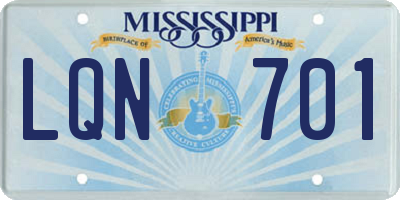 MS license plate LQN701