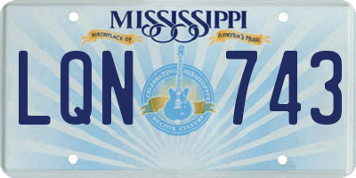 MS license plate LQN743
