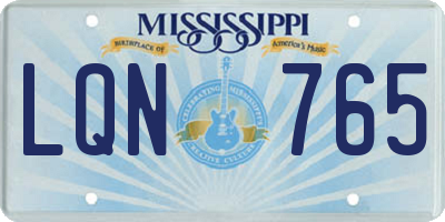 MS license plate LQN765