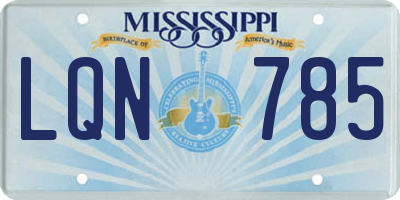 MS license plate LQN785