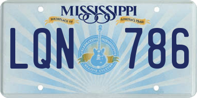 MS license plate LQN786