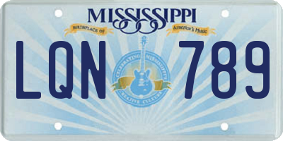 MS license plate LQN789