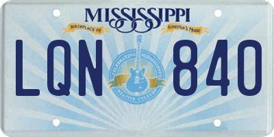 MS license plate LQN840