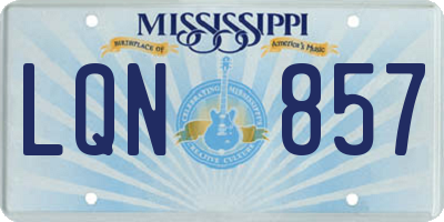 MS license plate LQN857