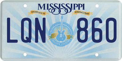 MS license plate LQN860