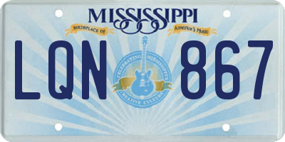 MS license plate LQN867