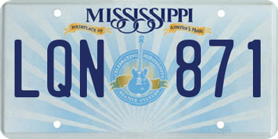 MS license plate LQN871
