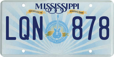 MS license plate LQN878