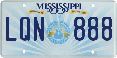 MS license plate LQN888