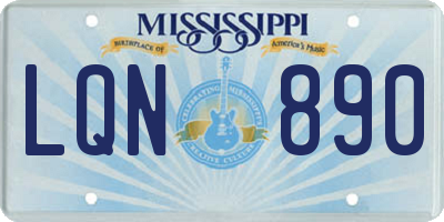 MS license plate LQN890