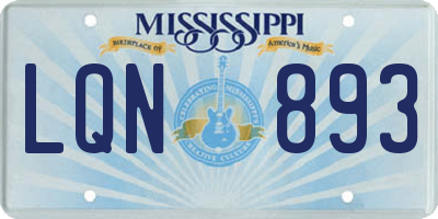 MS license plate LQN893