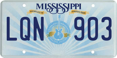 MS license plate LQN903