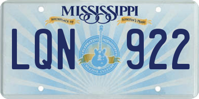 MS license plate LQN922
