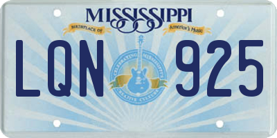 MS license plate LQN925