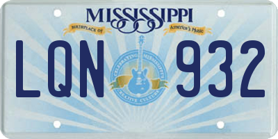 MS license plate LQN932