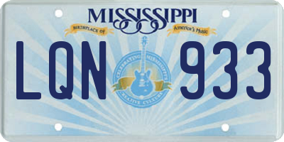 MS license plate LQN933
