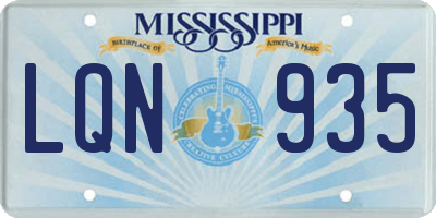 MS license plate LQN935