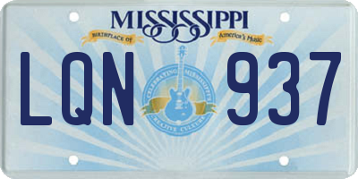 MS license plate LQN937