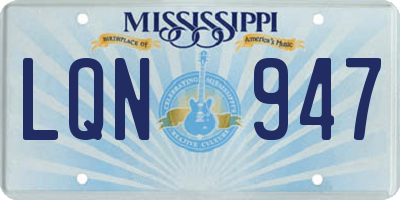 MS license plate LQN947