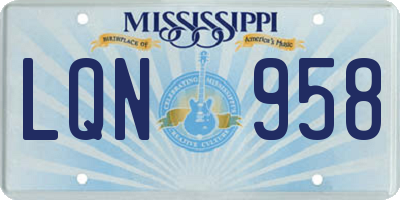 MS license plate LQN958